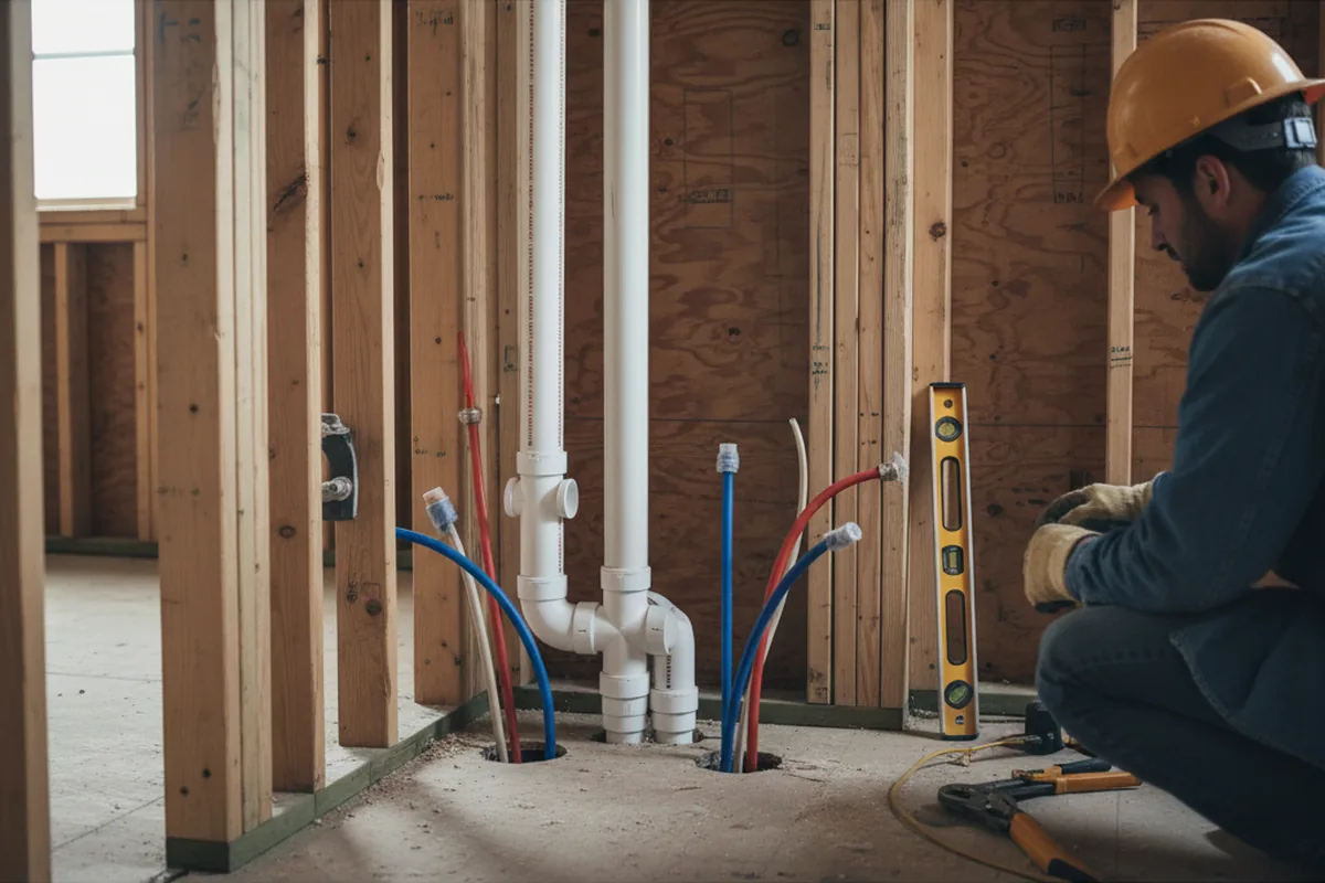 Drain and supply rough-in during Drain Cleaning in Camp Pendleton