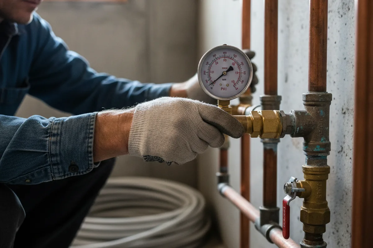 Pressure testing a repaired line during Water Line Repair in Camp Pendleton